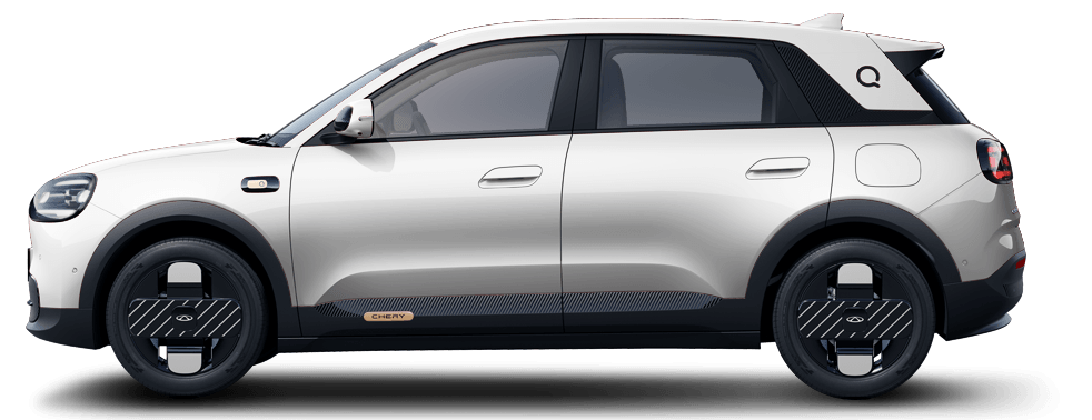 Chery Q in Khaki White, side profile