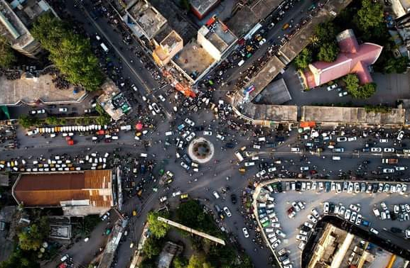Fawara Chowk, a well-known landmark intersection in central Rawalpindi